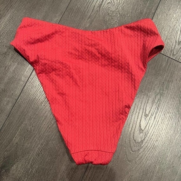Andie Swim Red Texture High Waist High Cut Bikini Bottom NWOT Size XS - Picture 2 of 3